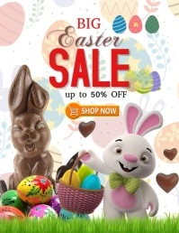 White Illustrative Easter Egg Sale Flyer (us Letter) template