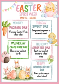 White Illustrative Easter Spirit Week A4 template