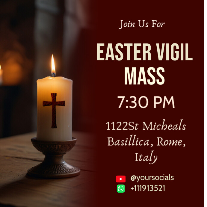 White Illustrative Easter Vigil Mass Sermon Holy Saturday Service Night Prayers Catholic Church Post template