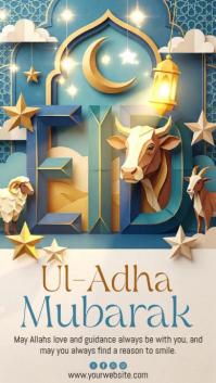 White Illustrative Eid al-Adha Celebration Instagram Story Video Instagram-Story template