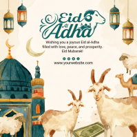White Illustrative Eid al-Adha Celebration Square Cuadrado (1:1) template