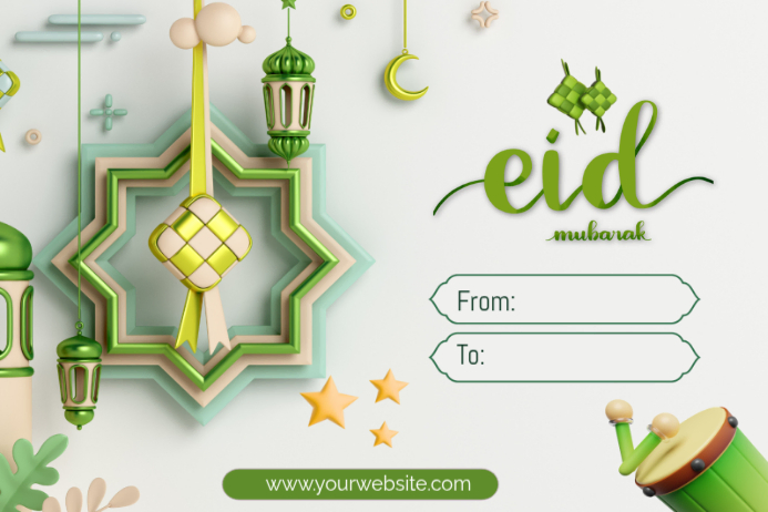 White Eid Mubarak Labels Template | PosterMyWall