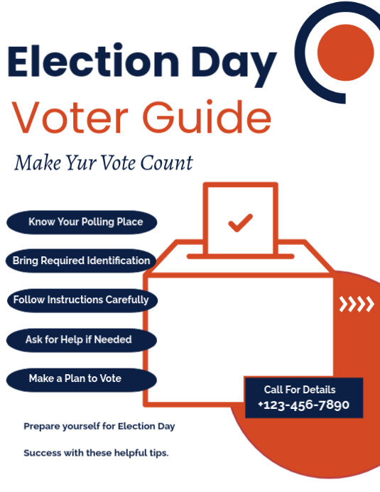 Voting Guide Panphlets White Illustrative Election Day Voter Guide F Template | PosterMyWall