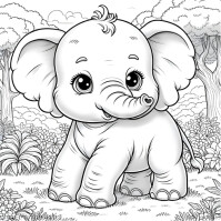 Putih White Illustrative Elephant Coloring Page  Instagram Post Instagram na Post Template