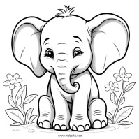 White Cartoon Elephant Wpis na Instagrama Template