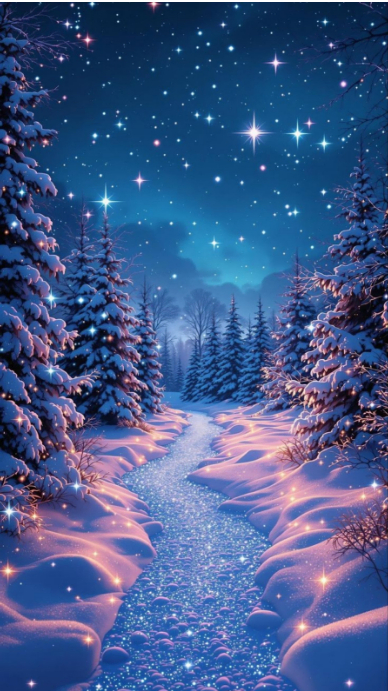 White Illustrative Enchanted Winter Path Instagram Story template