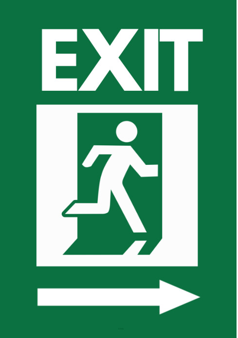 White Illustrative Exit Sign A4 Template | PosterMyWall