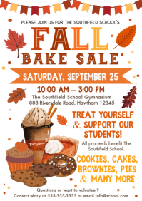 White Illustrative Fall Bake Sale A4 template