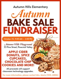 White Illustrative Fall Bake Sale Flyer Flyer (us Letter) Volante (Carta US) template