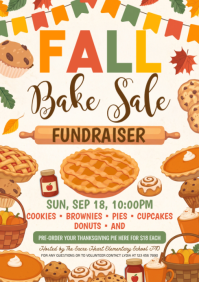White Fall Bake Sale Fundraiser A4 Template