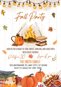 White Illustrative Fall Bbq Party A4 template