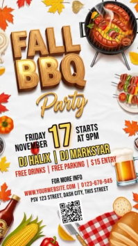 White Illustrative Fall BBQ Party Instagram Story template