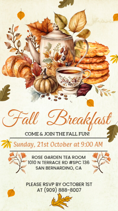 White Illustrative Fall Breakfast Instagram Story Template | PosterMyWall