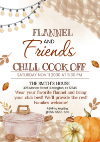 White Illustrative Fall Chili Cook Off Invitation A4 template
