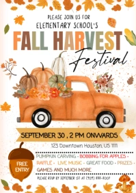 White Illustrative Fall Festival A4 template
