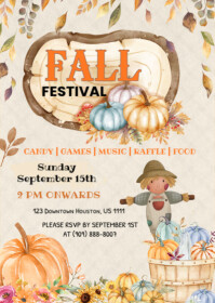 White Illustrative Fall Festival Flyer Template A6