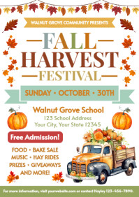 White Illustrative Fall Harvest Festival  A4 template