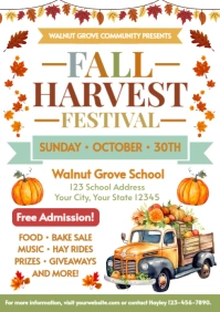 White Illustrative Fall Harvest Festival  A4 template