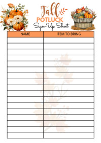 White Illustrative Fall Potluck Signup Sheet A4 template