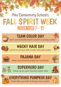 White Illustrative Fall Spirit Week A4 template