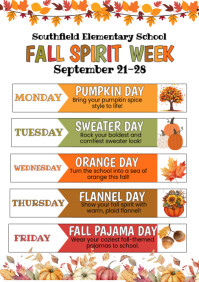 White Illustrative Fall Spirit Week A4 template