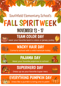 White Illustrative Fall Spirit Week A4 template