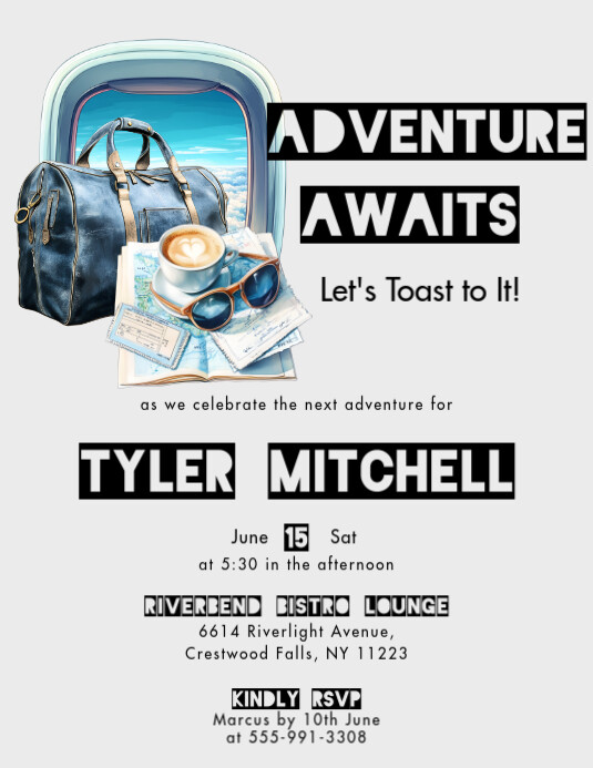 White Illustrative Farewell Party Invitation Flyer (us Letter) template