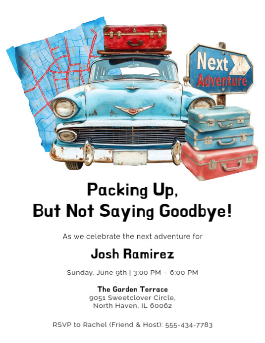 White Illustrative Farewell Party Invitation Flyer (us Letter) template