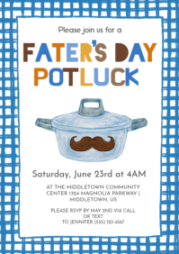 White Illustrative Father's Day Potluck A4 template
