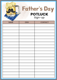 White Illustrative Father's Day Potluck Sign-up A6 template