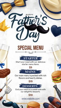 White Illustrative Father's Day Special Menu Instagram Story template