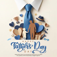 White Illustrative Father's Day Square Video Квадрат (1 : 1) template