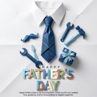 White Illustrative Father's Day Square Video Quadrato (1:1) template