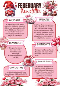 White Illustrative Feberuary Classroom Pto Newsletter A4 template