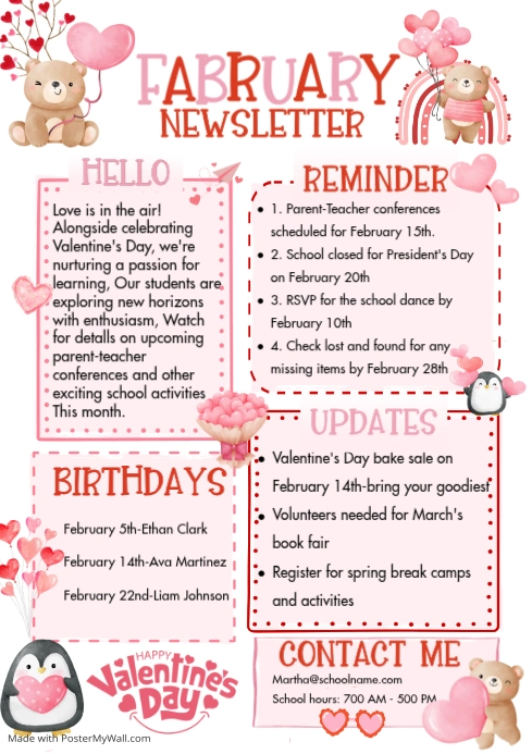 Copy of White Illustrative February Newsletter A4 | PosterMyWall