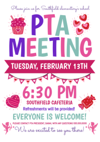 White Illustrative February Pta Meeting  A4 template