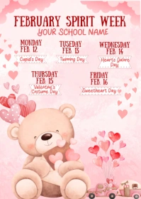 White Illustrative February Spirit Week A6 template