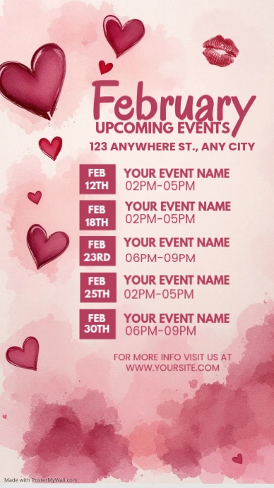 White Illustrative February Upcoming Events Instagram Story Template ...