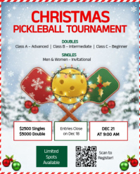 White Christmas Pickleball Tournament Instagram Portrait Template