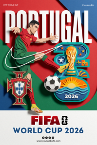 White Illustrative FIFA World Cup 2026 Poster Plakkaat template