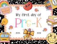White Illustrative First Day Of School Pre-k Sign Flyer (us Letter) template