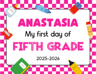 White Illustrative First Day Of School Sign Flyer (us Letter) template