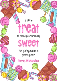 White Illustrative First Day Of School Sweet Treat A4 template