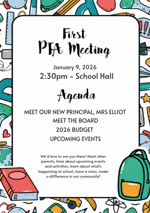 White Pta Meeting A4 Template | PosterMyWall