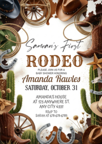 White Illustrative First Rodeo Birthday A2 template