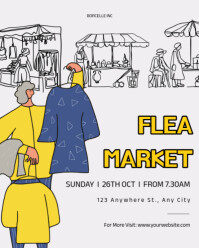 White Illustrative Flea Market Ads Flyer  Instagram Portrait template
