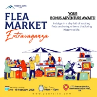 White Illustrative Flea Market  Instagram Post template