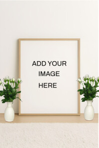White Illustrative Flower Vase Mockup Style  Poster Iphosta template