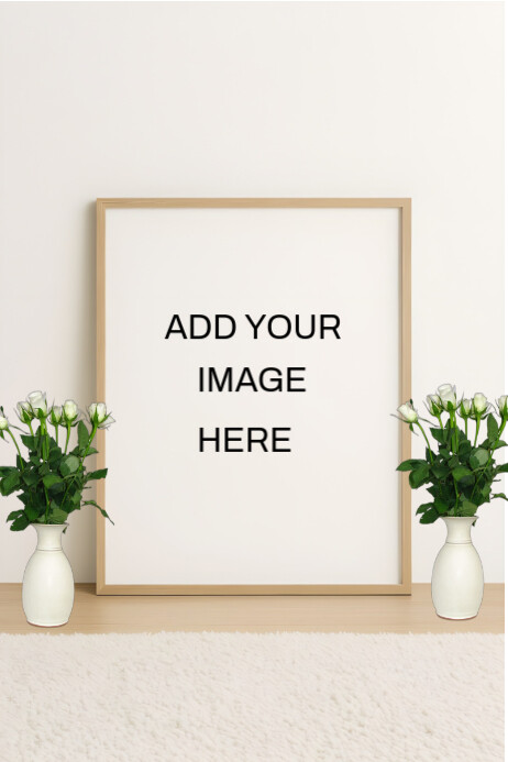White Illustrative Flower Vase Mockup Style  Poster Cartaz template