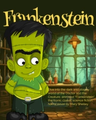 White Illustrative Frankenstein Day Instagram Portrait template